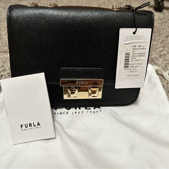 Furla Bags Nwt Furla Mini Bella Black Leather Crossbody Purse